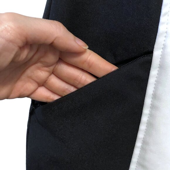 Etcetera Solid White Black Notch Neckline Sleeveless Lined Sheath Dress 2 - Picture 10 of 15